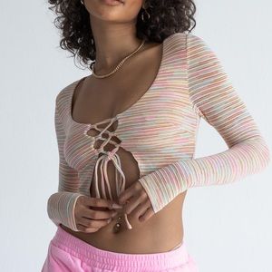 Princess Polly Striped Cropped Long Sleeve Top 🌈